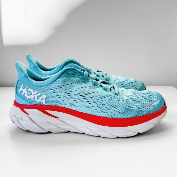 Hoka Shoes - Hoka Women's Clifton 8 Running Shoes in Aquarelle/Eggshell Blue Turquoise 7.5